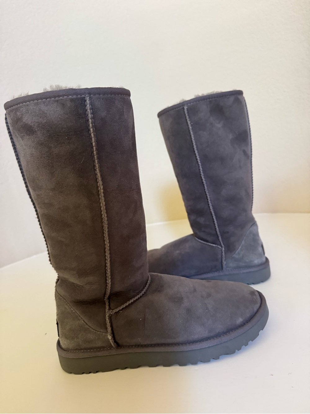 UGG Tall Classic Suede Boots in Charcoal Gray